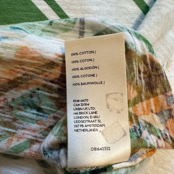 Anthropologie | Maeve Cropped Floral Striped Print Short Sleeve Tee - Size L - Picture 5 of 7